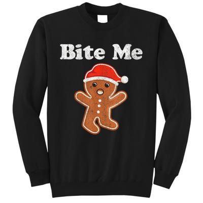 Funny Gingerbread Man Bite Me Christmas Cookie Costume Tall Sweatshirt