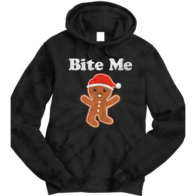 Funny Gingerbread Man Bite Me Christmas Cookie Costume Tie Dye Hoodie