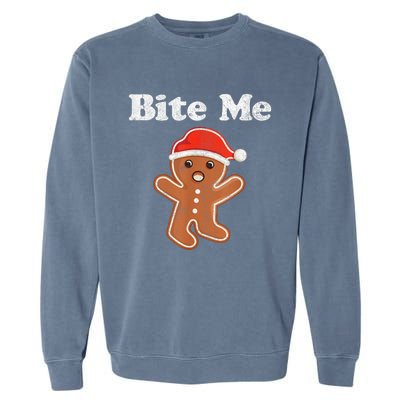 Funny Gingerbread Man Bite Me Christmas Cookie Costume Garment-Dyed Sweatshirt