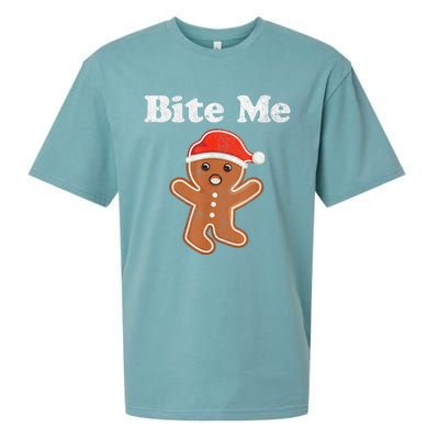 Funny Gingerbread Man Bite Me Christmas Cookie Costume Sueded Cloud Jersey T-Shirt