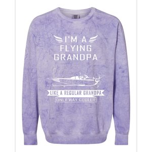 Flying Grandpa Meaningful Gift Pilot Gift Pilot Humor Tee Gift Colorblast Crewneck Sweatshirt