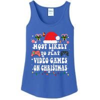 Funny Gamer Most Likely To Play Video Games On Christmas Great Gift Ladies Essential Tank