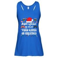 Funny Gamer Most Likely To Play Video Games On Christmas Great Gift Ladies Essential Flowy Tank