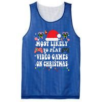 Funny Gamer Most Likely To Play Video Games On Christmas Great Gift Mesh Reversible Basketball Jersey Tank