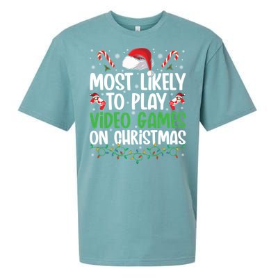 Funny Gamer Most Likely To Play Video Games On Christmas Cute Gift Sueded Cloud Jersey T-Shirt