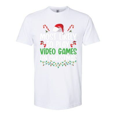 Funny Gamer Most Likely To Play Video Games On Christmas Cute Gift Softstyle CVC T-Shirt