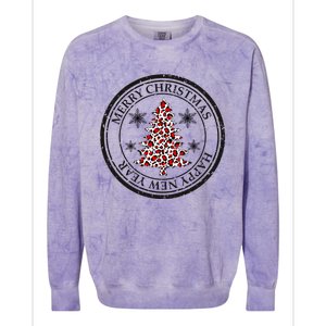 Funny Gift Merry Christmas Snowflake & Leopard Print Christmas Tree Colorblast Crewneck Sweatshirt