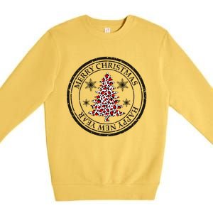 Funny Gift Merry Christmas Snowflake & Leopard Print Christmas Tree Premium Crewneck Sweatshirt