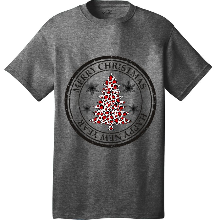 Funny Gift Merry Christmas Snowflake & Leopard Print Christmas Tree T-Shirt