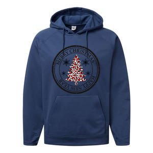 Funny Gift Merry Christmas Snowflake & Leopard Print Christmas Tree Performance Fleece Hoodie