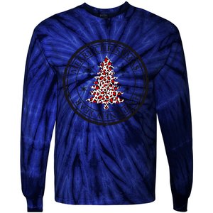 Funny Gift Merry Christmas Snowflake & Leopard Print Christmas Tree Tie-Dye Long Sleeve Shirt