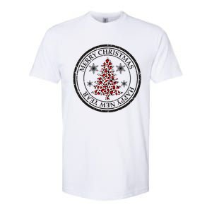 Funny Gift Merry Christmas Snowflake & Leopard Print Christmas Tree Softstyle CVC T-Shirt