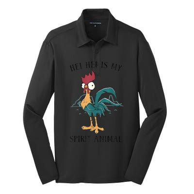 Funy Gift Moana Hei Hei Is My Spirit Animal Portrait Silk Touch Performance Long Sleeve Polo