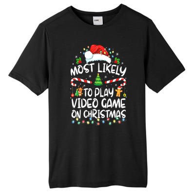 Funny Gamer Most Likely To Play Video Games On Christmas Gift Tall Fusion ChromaSoft Performance T-Shirt