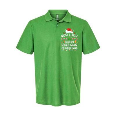 Funny Gamer Most Likely To Play Video Games On Christmas Gift Softstyle Adult Sport Polo