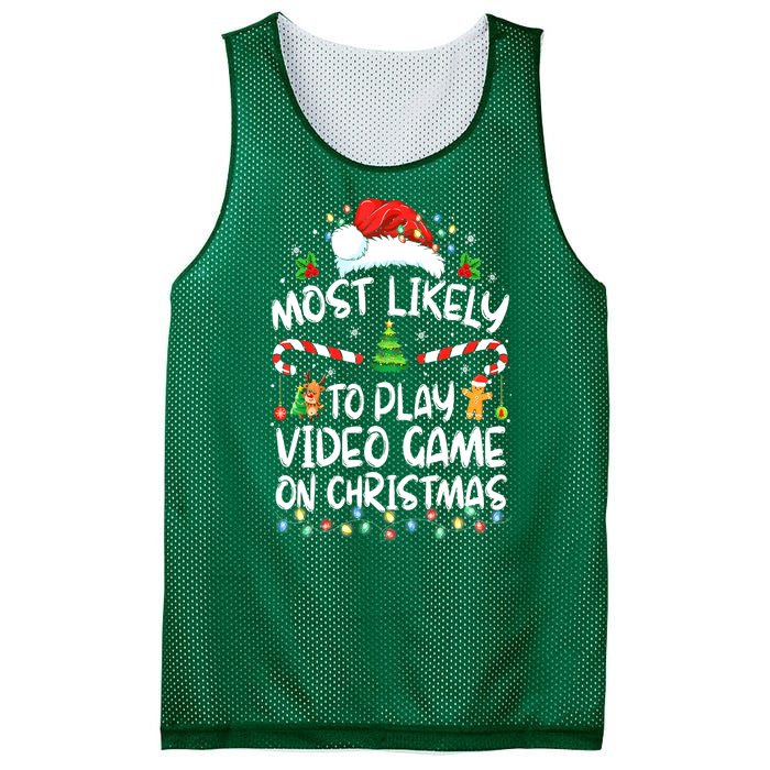 Funny Gamer Most Likely To Play Video Games On Christmas Gift Mesh Reversible Basketball Jersey Tank