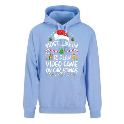 Funny Gamer Most Likely To Play Video Games On Christmas Gift Unisex Surf Hoodie