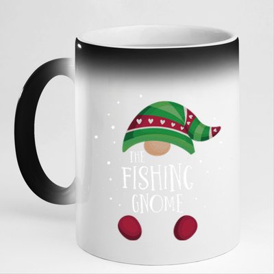 Fishing Gnome Matching Christmas Pjs Family Pajamas Fishing Gift 11oz Black Color Changing Mug