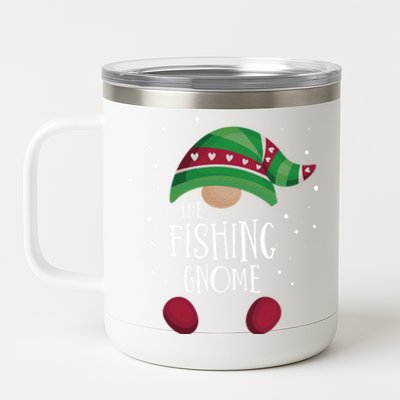 Fishing Gnome Matching Christmas Pjs Family Pajamas Fishing Gift 12 oz Stainless Steel Tumbler Cup