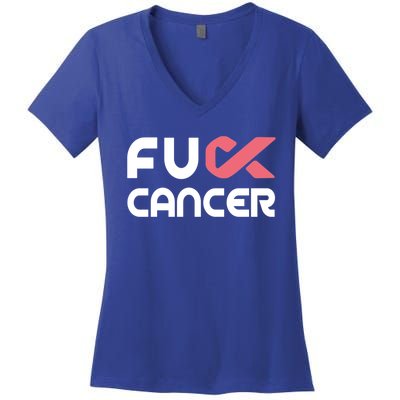 Fuckcute Giftcancer Meaningful Gift Cute Gift Fuckcute Giftbreast Cancer Awarene Women's V-Neck T-Shirt