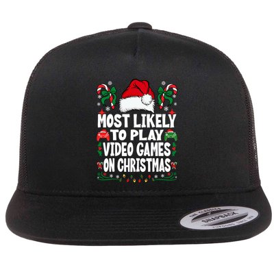 Funny Gamer Most Likely To Play Video Games On Christmas Flatbill Hat