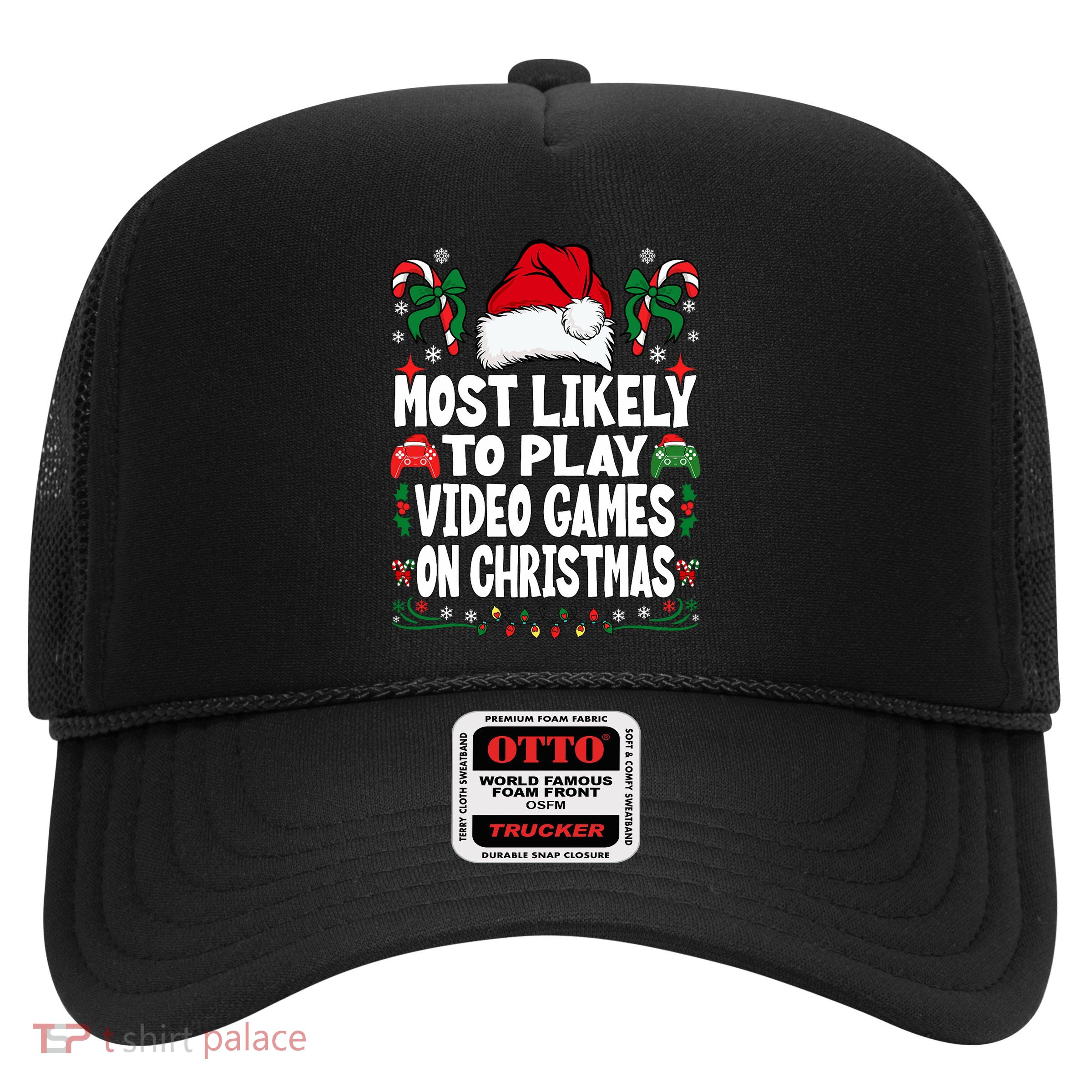 Funny Gamer Most Likely To Play Video Games On Christmas Trucker Hat