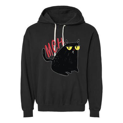 Funny Grumpy Meh Cat Garment-Dyed Fleece Hoodie