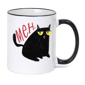 Funny Grumpy Meh Cat 11oz Black Color Changing Mug