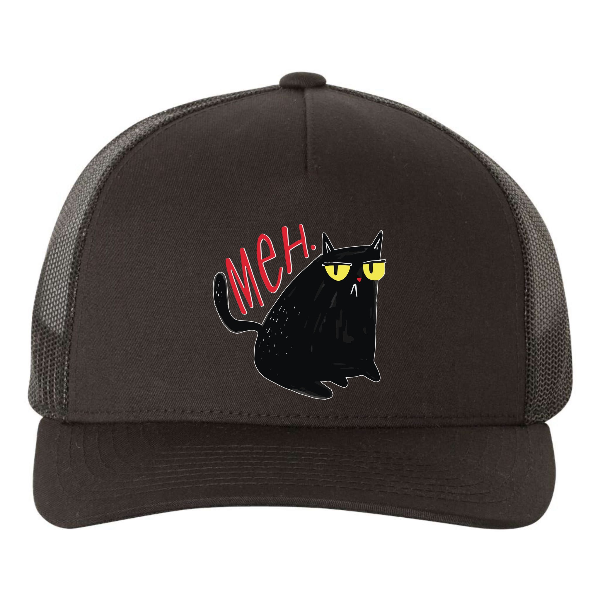 Funny Grumpy Meh Cat Yupoong Adult 5-Panel Trucker Hat
