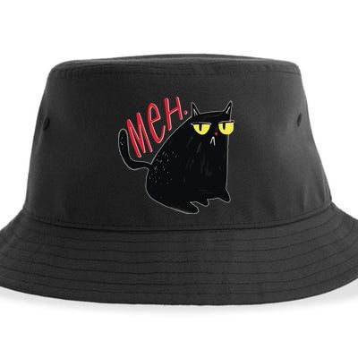 Funny Grumpy Meh Cat Sustainable Bucket Hat