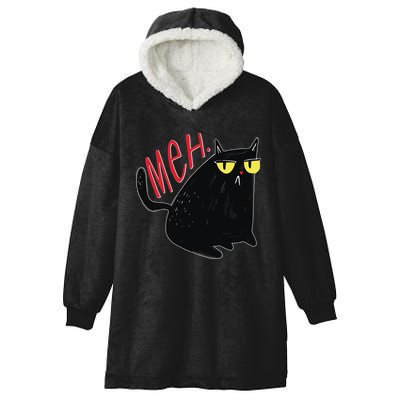 Funny Grumpy Meh Cat Hooded Wearable Blanket