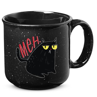 Funny Grumpy Meh Cat 15oz Campfire Ceramic Mug
