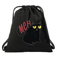 Funny Grumpy Meh Cat Drawstring Bag