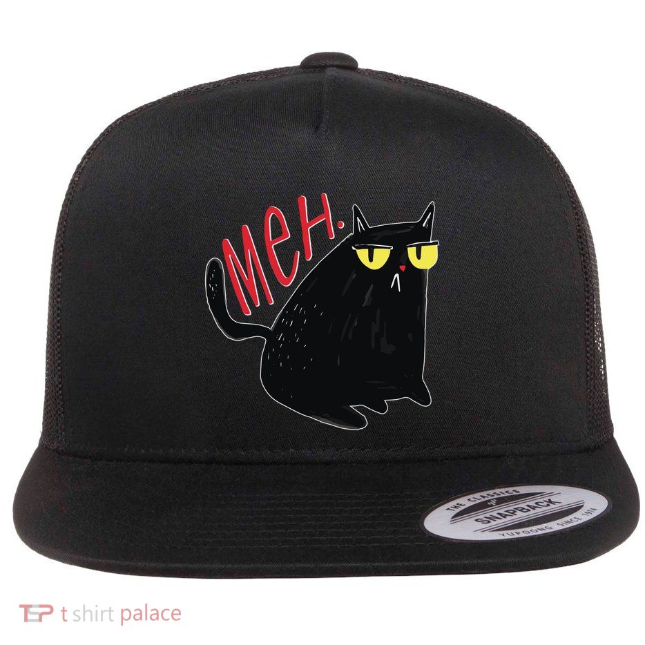 Funny Grumpy Meh Cat Flatbill Hat
