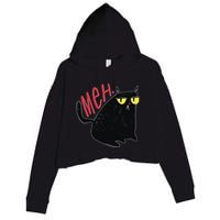 Funny Grumpy Meh Cat Crop Fleece Hoodie