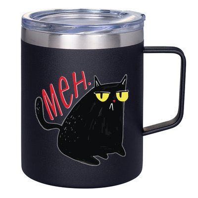 Funny Grumpy Meh Cat 12oz Stainless Steel Coffee Mug