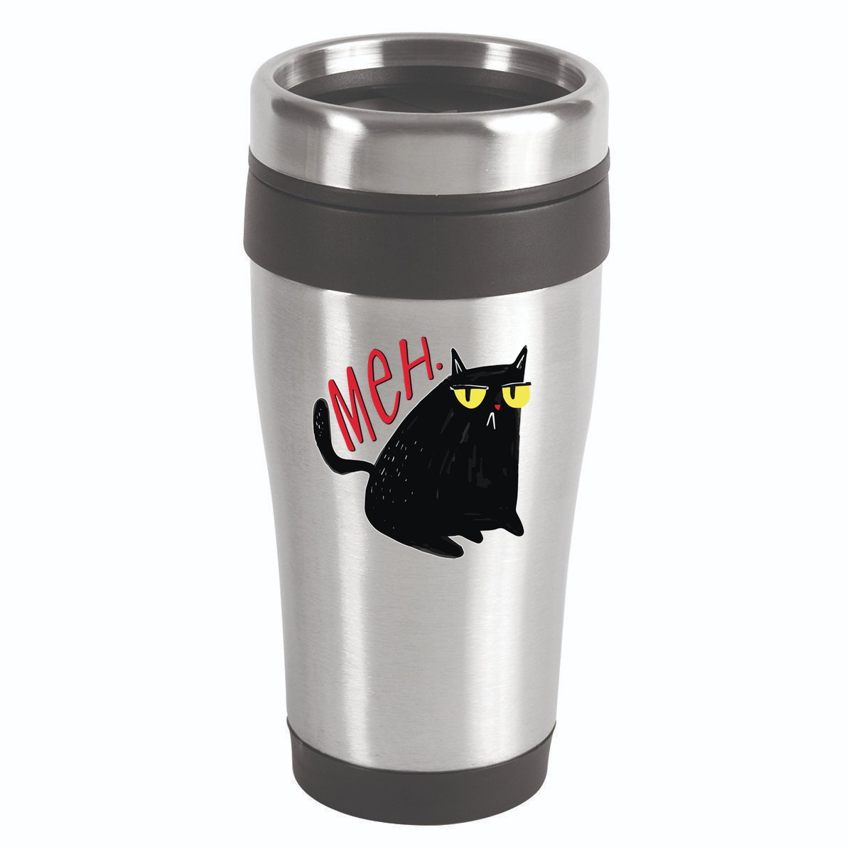 Funny Grumpy Meh Cat 16oz Travel Tumbler