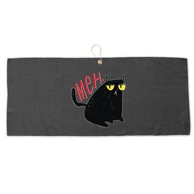 Funny Grumpy Meh Cat Large Microfiber Waffle Golf Towel