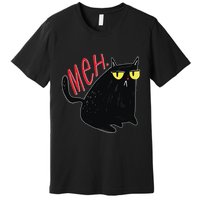 Funny Grumpy Meh Cat Premium T-Shirt