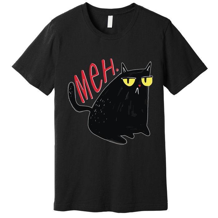 Funny Grumpy Meh Cat Premium T-Shirt