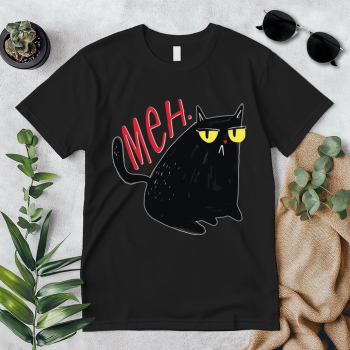 Funny Grumpy Meh Cat Premium T-Shirt