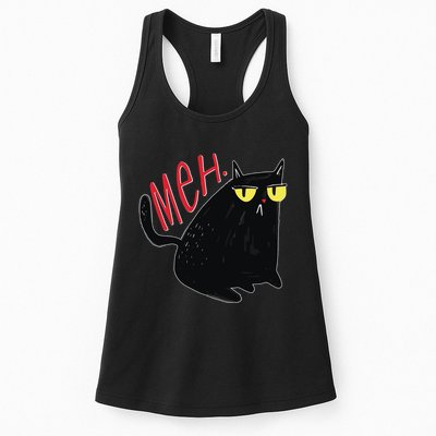 Funny Grumpy Meh Cat Womens Tank Top
