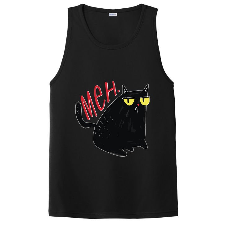 Funny Grumpy Meh Cat PosiCharge Competitor Tank