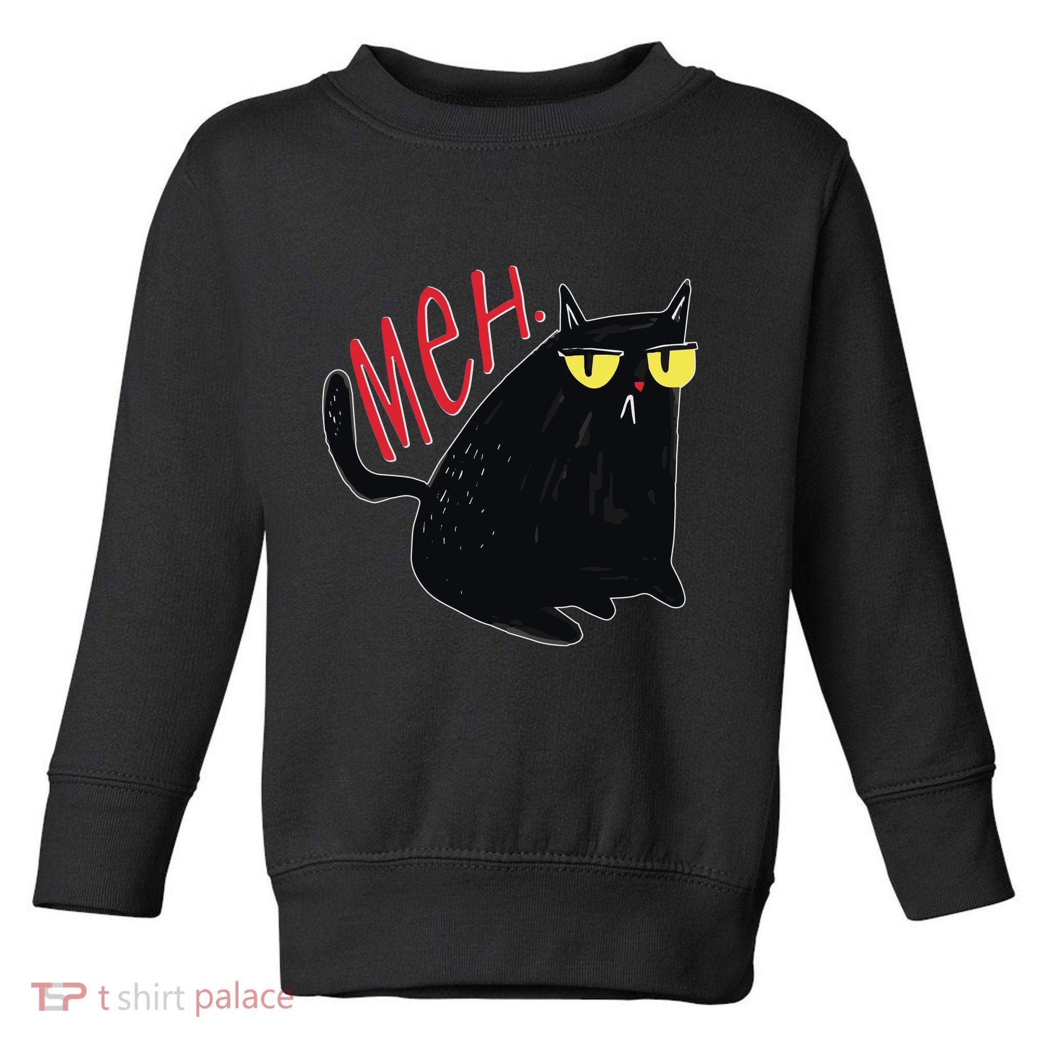 Funny Grumpy Meh Cat Toddler Sweatshirt