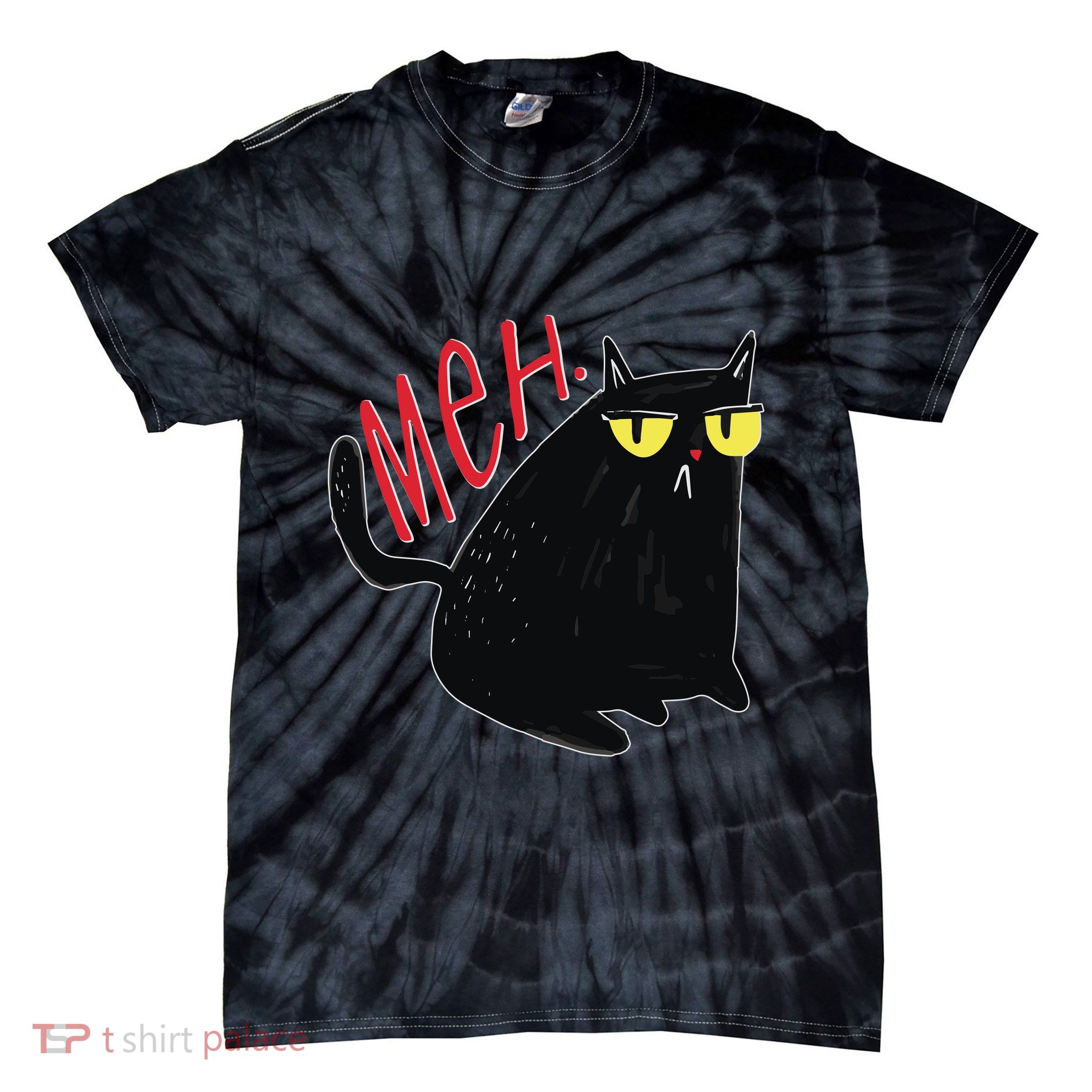 Funny Grumpy Meh Cat Tie-Dye T-Shirt