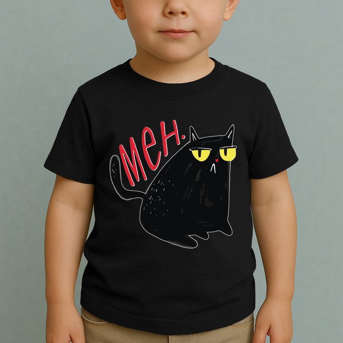 Funny Grumpy Meh Cat Toddler T-Shirt