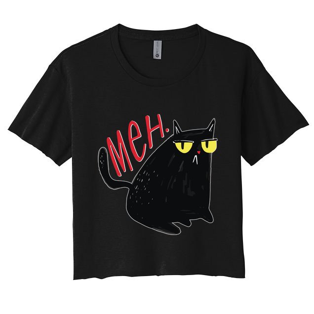 Funny Grumpy Meh Cat Crop Top