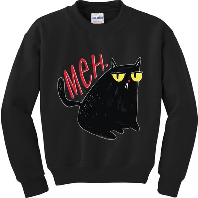 Funny Grumpy Meh Cat Kids Sweatshirt