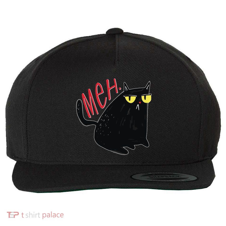 Funny Grumpy Meh Cat Wool Snapback Cap