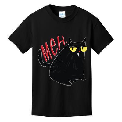 Funny Grumpy Meh Cat Kids T-Shirt
